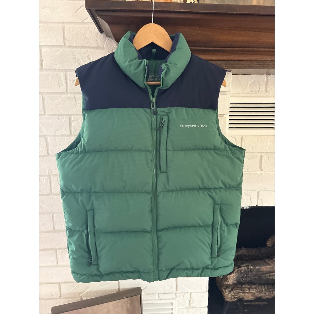 Vineyard Vines Green Blue Goose Down Puffer Vest Mens Medium